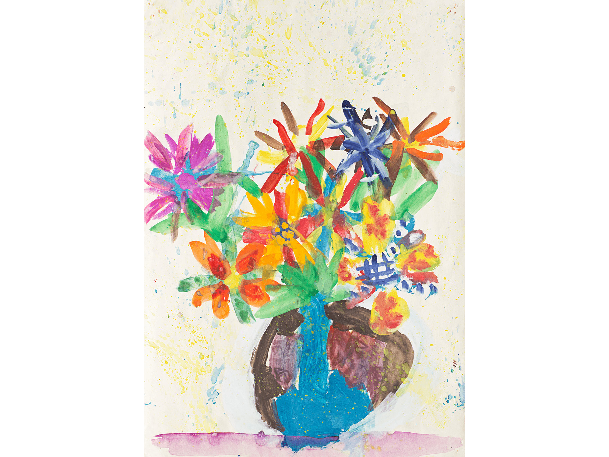 花瓶に生けられたカラフルなお花の絵